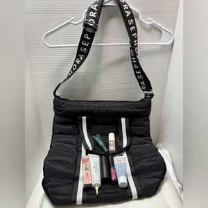 Bundle Black Quilted Sephora Crossbody Bag Includes makeup & skincare